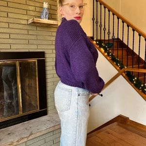 ☘️ 3/30 -Vintage Royal Purple Granny Irish Cardigan